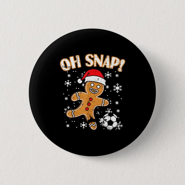 Christmas Gingerbread Soccer Oh Snap Funny Xmas Bo 6 Cm Round Badge (Front)