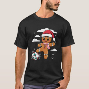 Christmas Gingerbread Soccer Xmas Kid Player Kick  T-Shirt