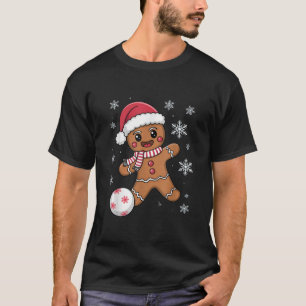 Christmas Gingerbread Soccer Xmas Kid Player Kick  T-Shirt