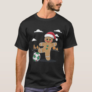 Christmas Gingerbread Soccer Xmas Kid Player Kick  T-Shirt