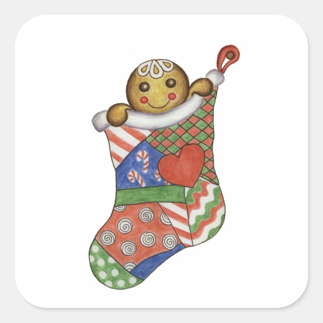 Christmas Gingerbread Stocking Sticker (Front)
