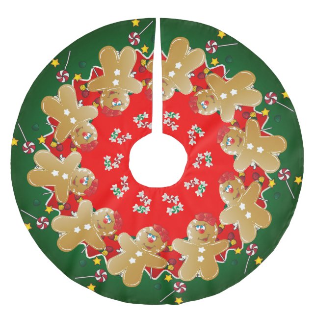 Christmas Gingerbread Sweet Candies Brushed Polyester Tree Skirt (Front)