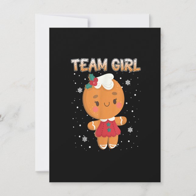 Christmas Gingerbread Team Girl Gender Reveal Shir Invitation (Front)