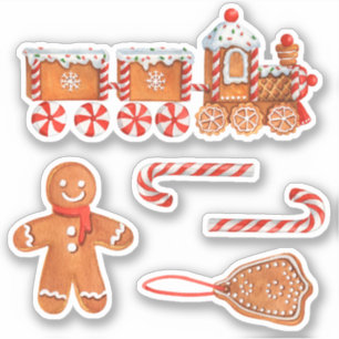 Christmas Gingerbread Train & Candy Cane