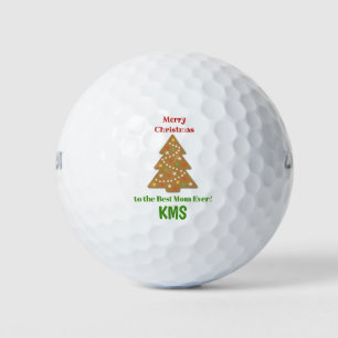 Christmas Gingerbread Tree Custom Monogram Mum Golf Balls