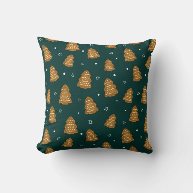 Christmas Gingerbread Trees Cushion (Front)
