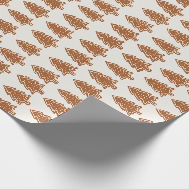 Christmas Gingerbread Trees Modern Wrapping Paper (Corner)