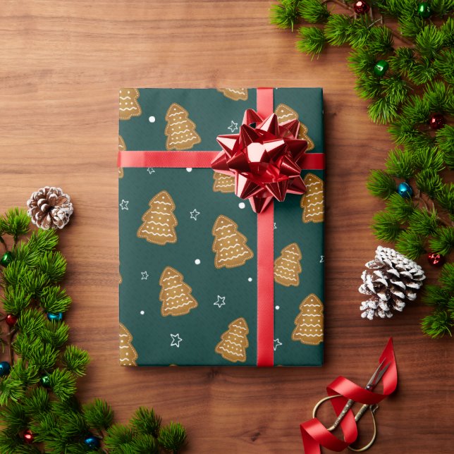 Christmas Gingerbread Trees Wrapping Paper (Holiday Gift)