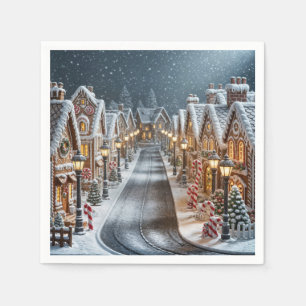 Christmas Gingerbread Village Napkin