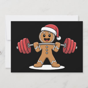 Christmas Gingerbread Weightlifting Gym Santa Hat Invitation