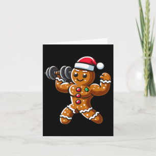 Christmas Gingerbread Weightlifting Man Workout Bo Card