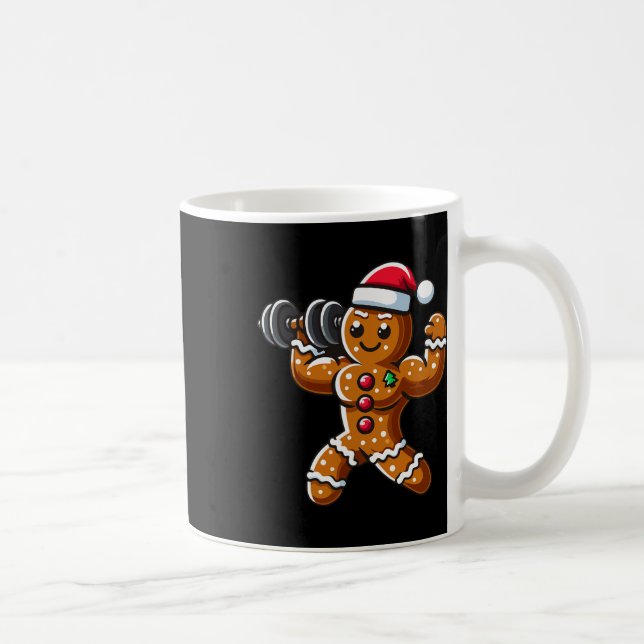 Christmas Gingerbread Weightlifting Man Workout Bo Coffee Mug (Right)