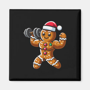 Christmas Gingerbread Weightlifting Man Workout Bo Magnet
