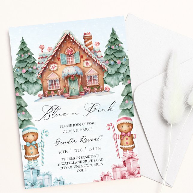 Christmas Gingerbread Winter Baby Gender Reveal Invitation (Creator Uploaded)