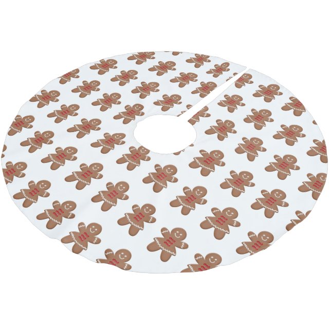 Christmas Gingerbread Women Brushed Polyester Tree Skirt (Angled)
