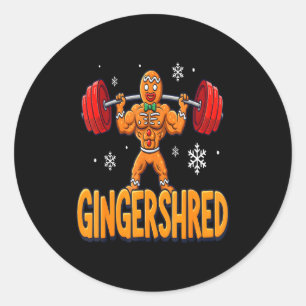 Christmas Gingershred Gym Bodybuilding Funny Ginge Classic Round Sticker