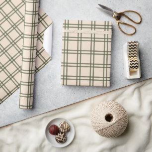 Christmas Gingham Grid Vintage Traditional Modern Wrapping Paper