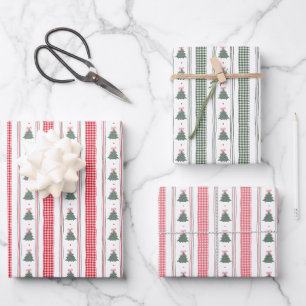 Christmas Gingham Ribbon  Wrapping Paper Sheet
