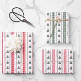 Christmas Gingham Ribbon Wrapping Paper Sheet