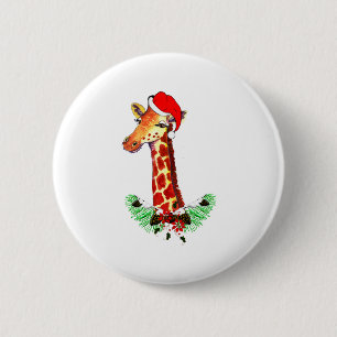 Christmas Giraffe 6 Cm Round Badge