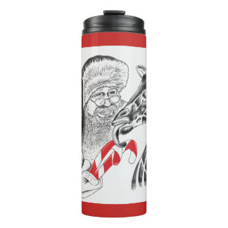Christmas Giraffe and Santa Claus Thermal Tumbler