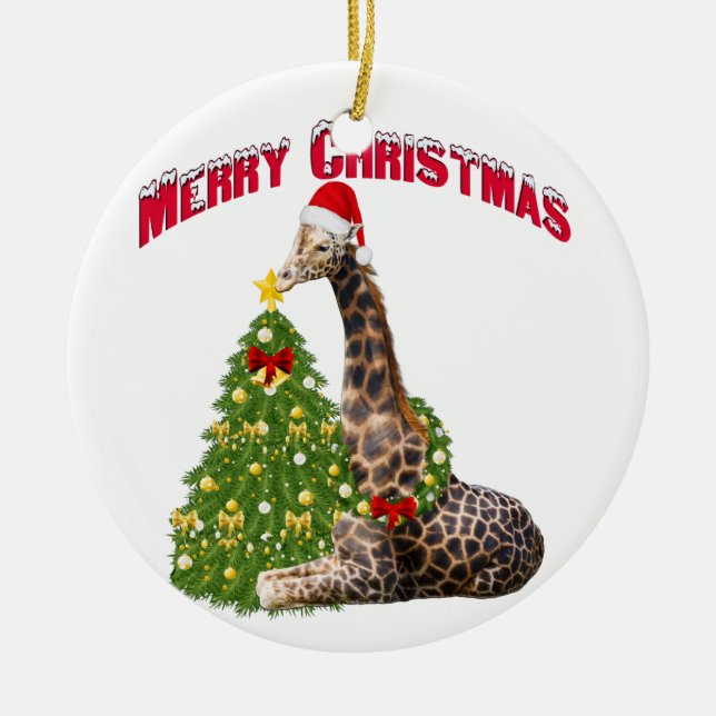 Christmas Giraffe Ceramic Tree Decoration (Front)