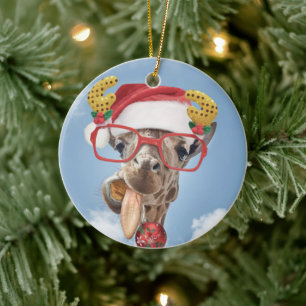 Christmas giraffe ceramic tree decoration