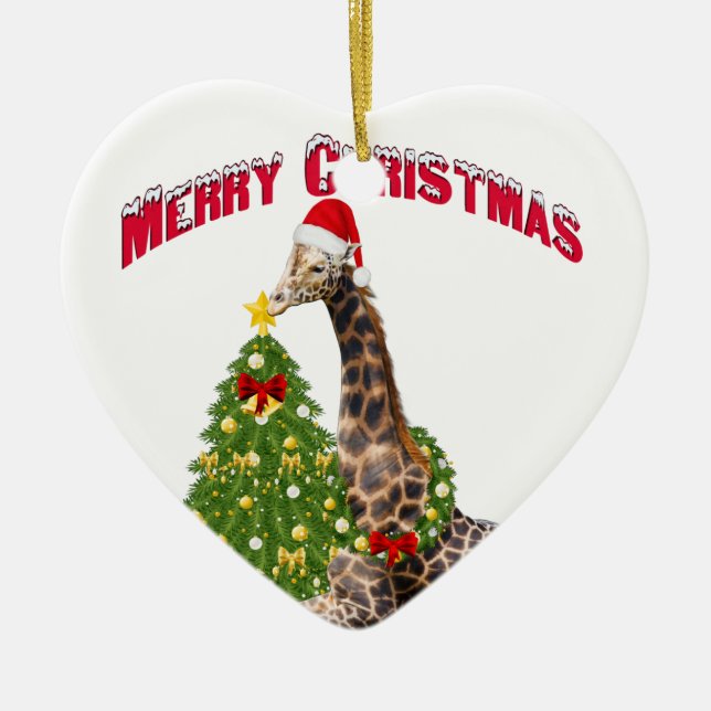 Christmas Giraffe Ceramic Tree Decoration (Front)