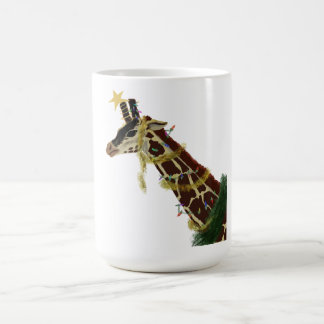 Christmas giraffe coffee mug