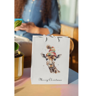 Christmas Giraffe, customisable Medium Gift Bag