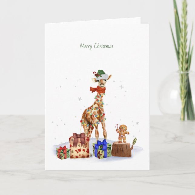 Christmas Giraffe Holiday Card (Front)
