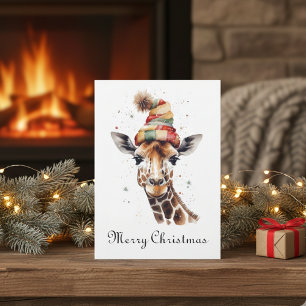 Christmas Giraffe Holiday Card