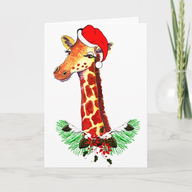 Christmas Giraffe Holiday Card (Front)