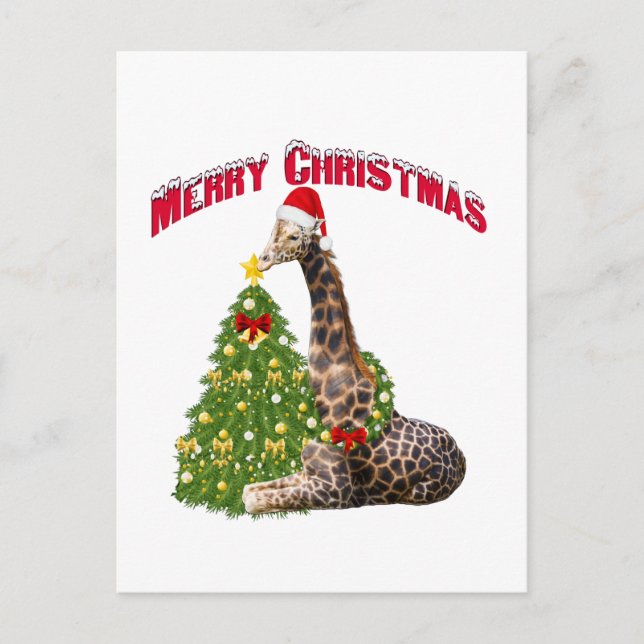 Christmas Giraffe Holiday Postcard (Front)