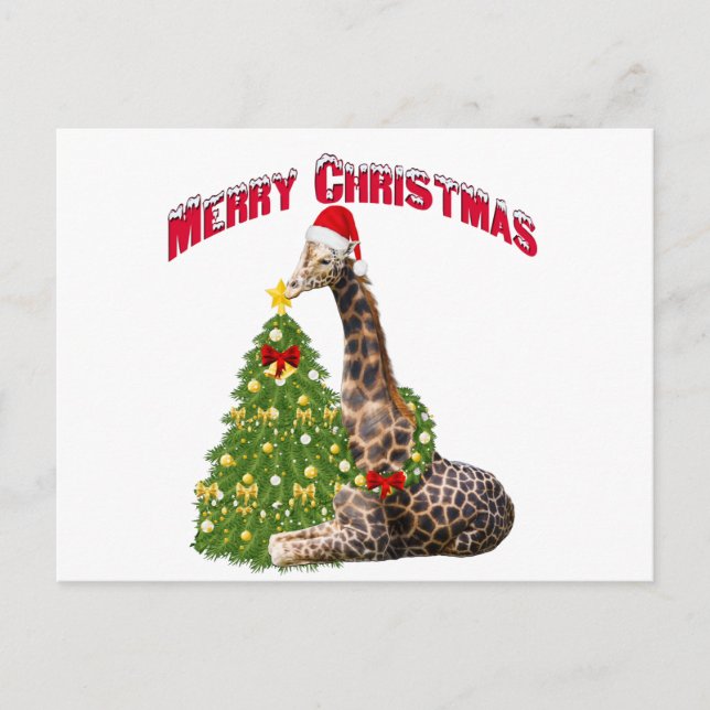 Christmas Giraffe Holiday Postcard (Front)