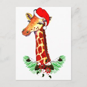 Christmas Giraffe Holiday Postcard