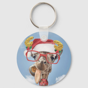 Christmas giraffe key ring