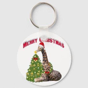 Christmas Giraffe Key Ring