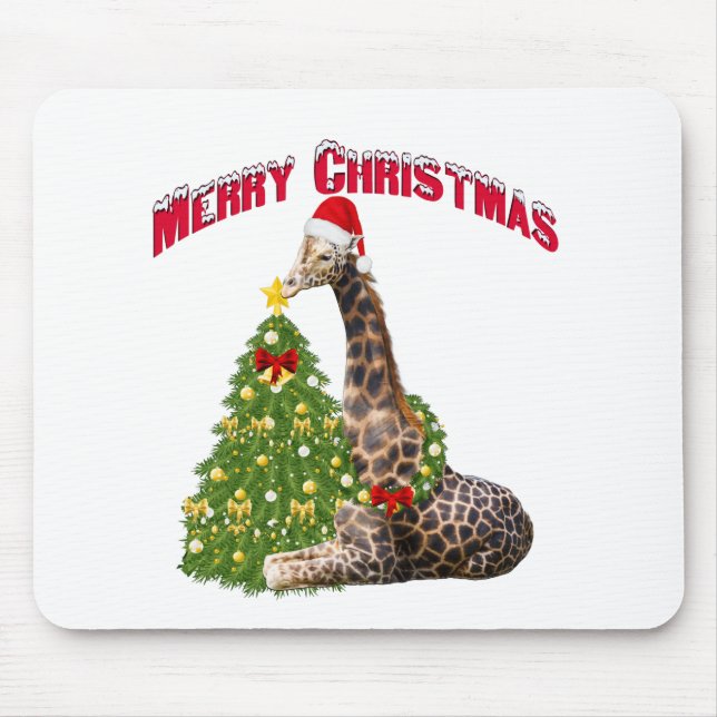 Christmas Giraffe Mouse Mat (Front)