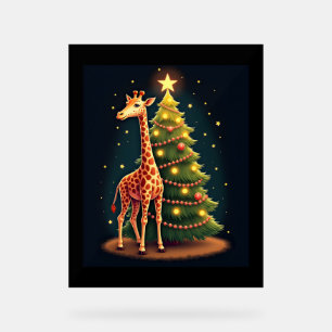 Christmas Giraffe Official Tree Topper Funny Tall  Acrylic Sign