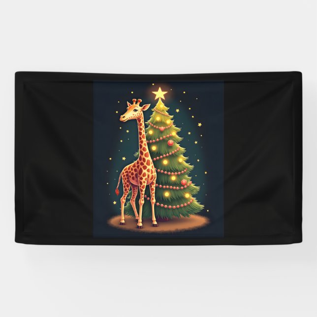 Christmas Giraffe Official Tree Topper Funny Tall  Banner (Horizontal)