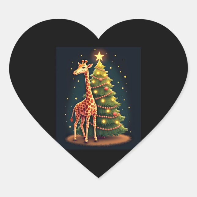 Christmas Giraffe Official Tree Topper Funny Tall  Heart Sticker (Front)