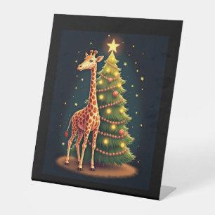 Christmas Giraffe Official Tree Topper Funny Tall Pedestal Sign