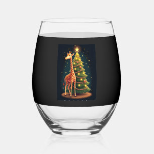 Christmas Giraffe Official Tree Topper Funny Tall Stemless Wine Glass