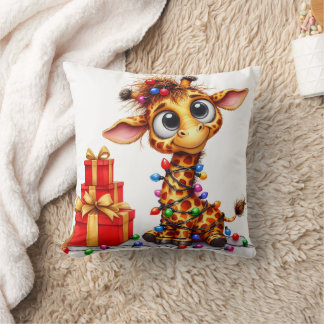 Christmas Giraffe & Panda Reversible Pillow