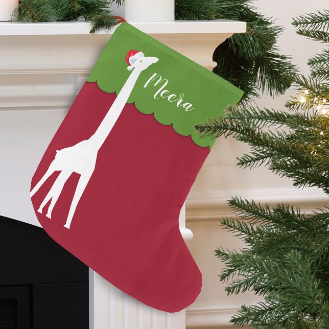 Christmas Giraffe Personalised Large Christmas Stocking (Christmas Giraffe Personalized Large Christmas Stocking)