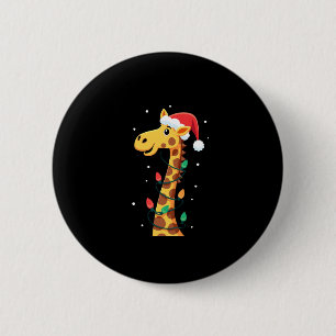 Christmas Giraffe Santa Hat Lights Giraffe Men Wom 6 Cm Round Badge