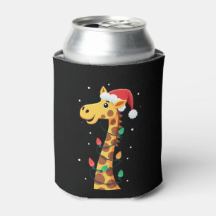 Christmas Giraffe Santa Hat Lights Giraffe Men Wom Can Cooler