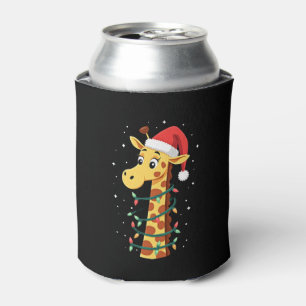 Christmas Giraffe Santa Hat Lights Giraffe Men Wom Can Cooler