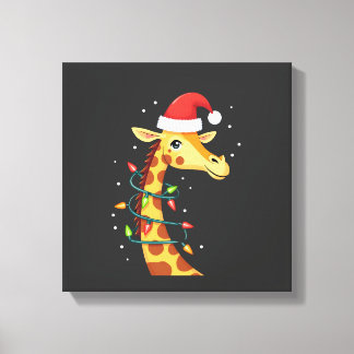Christmas Giraffe Santa Hat Lights Giraffe Men Wom Canvas Print